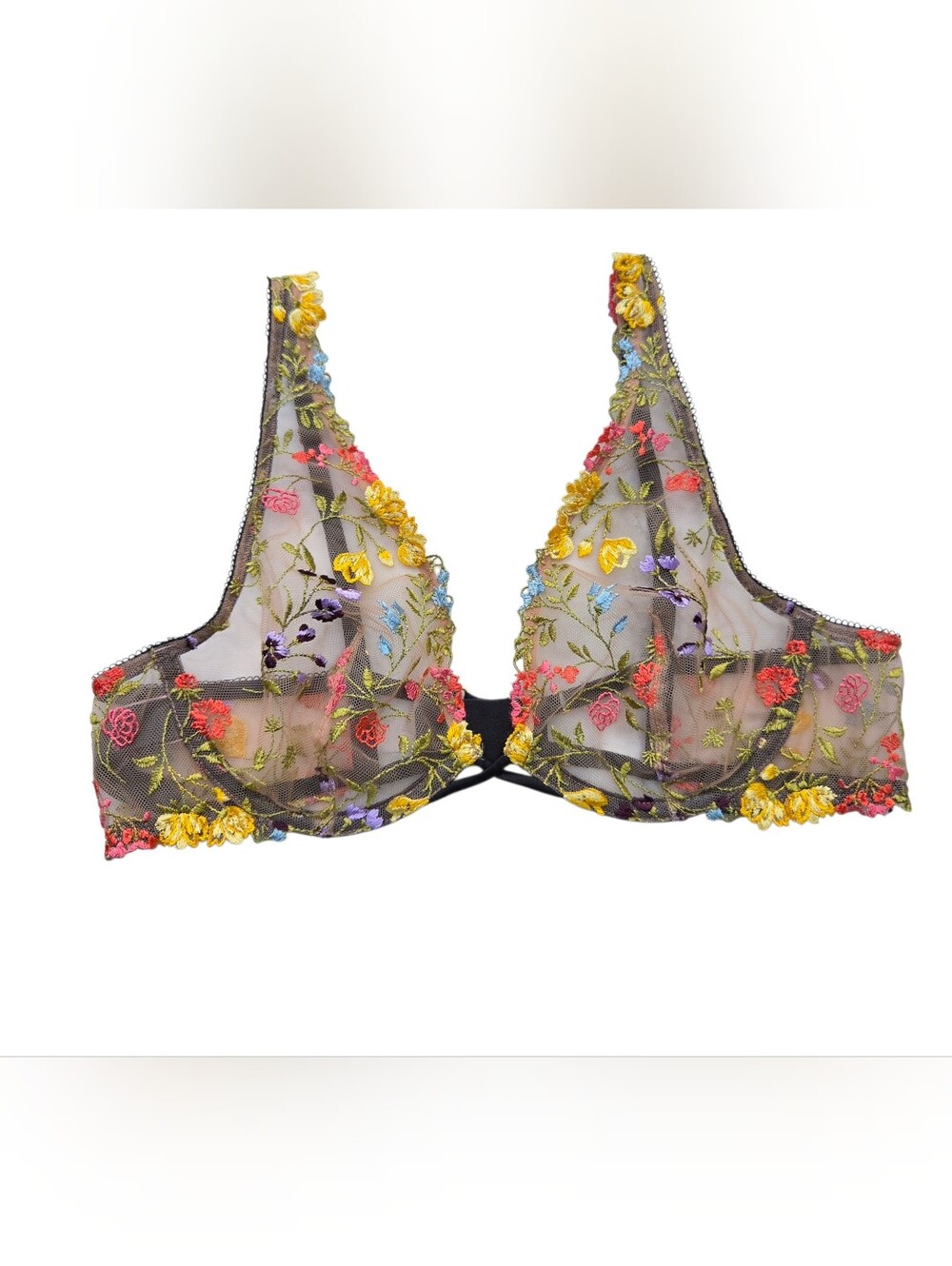Victoria's Secret Dream Angels Floral Lace Unlined Plunge Bra 36A